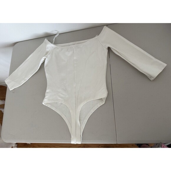 Lulus Off The Shoulder Stretch Bodysuit Women Size M Ivory White *Flaw - Picture 8 of 11